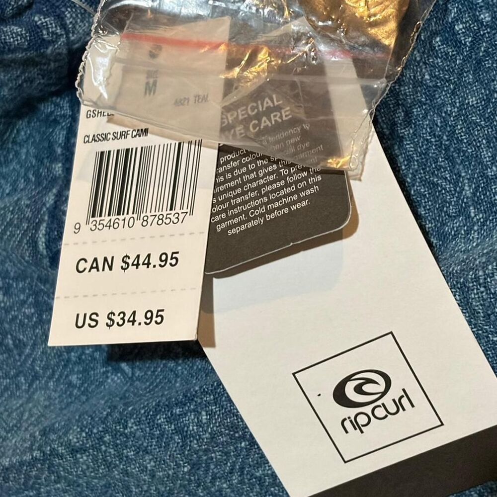 Rip-curl Women's Blue Cami Tank Top NEW button details chambray - Picture 2 of 6